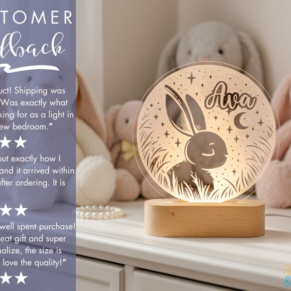 Personalized Bunny Light | LED Cloud Name Sign for Kids’ Bedrooms - Picture 7 of 8